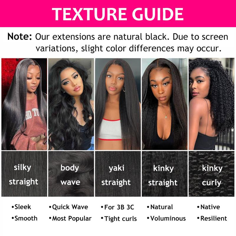 DANSIN Super Flat Seamless Clip in Hair Extensions Natural Black Silky Straight Body Wave Yaki Kinky Curly 100% Brazilian Virgin Human Hair Clip Ins