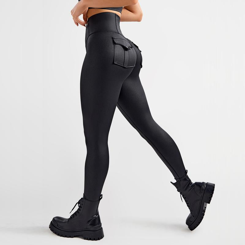 FIRMABS Women’S Faux Leather Cargo Leggings with High-Waisted Tummy Control, Breathable Sweat-Wicking Fabric for Maximum Comfort, Squat-Proof & Non See-Through, Functional Cargo Pockets, for Everyday Wear and Workouts，Gym Outfit #Summertok #Ttshoprestock