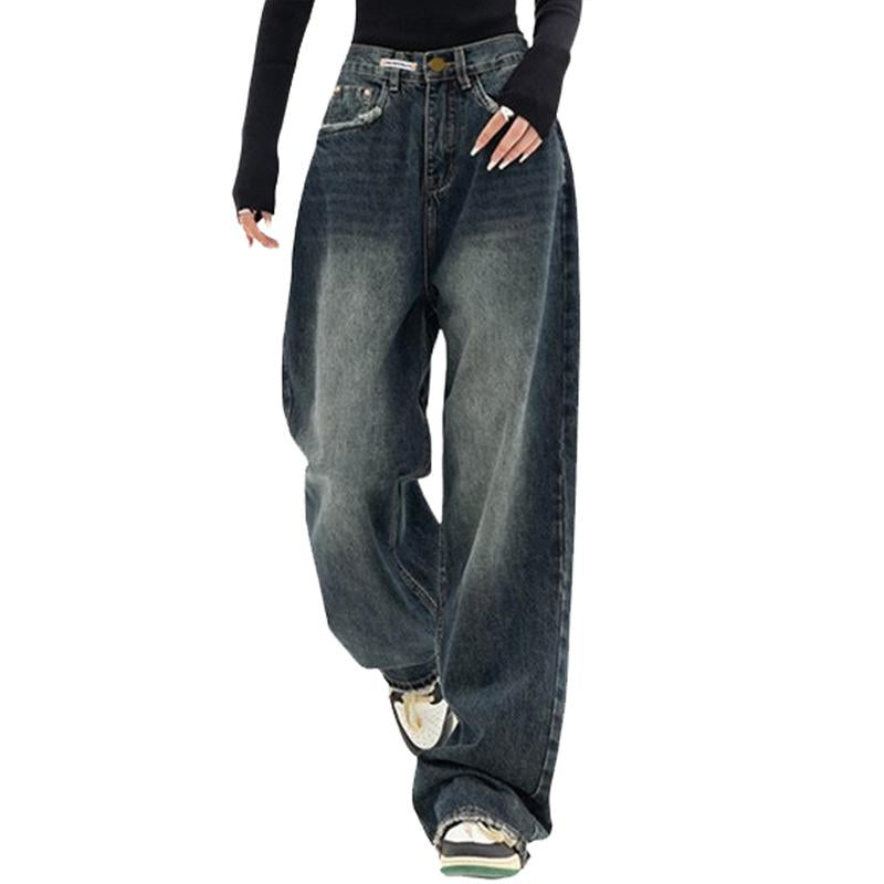 EMMIOL Wide Leg Baggy Jeans for Women Y2K Casual Loose Denim with 4 Traditional Pockets, Zip Fly, Button Closure & Belt Loose Fit - Fabric Clothing Pants Blue Womenswear Bottom Trouser Streetwear Comfort Wideleg Bellbottomjeans Minimalist #Dealsforyoudays