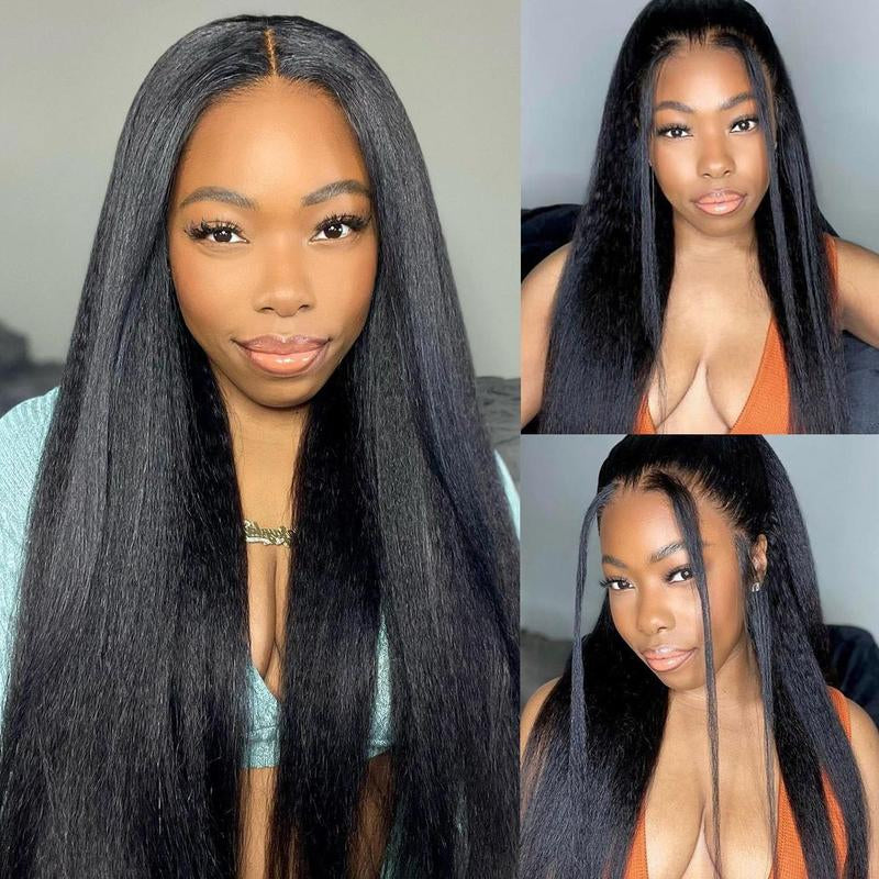 [NEW IN] OQ HAIR Pre-Cut Lace Kinky Straight 360 Full Lace Frontal Glueless Wig with Invisi Drawstring Pre Plucked Human Hair Wig #Dealsforyoudays