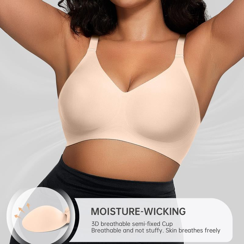 OEAK 2PCS Women Comfortable Push up Bras Wireless Seamless Full Coverage Bra Buttery Soft Everyday Tshirt Bra Convertible Bra