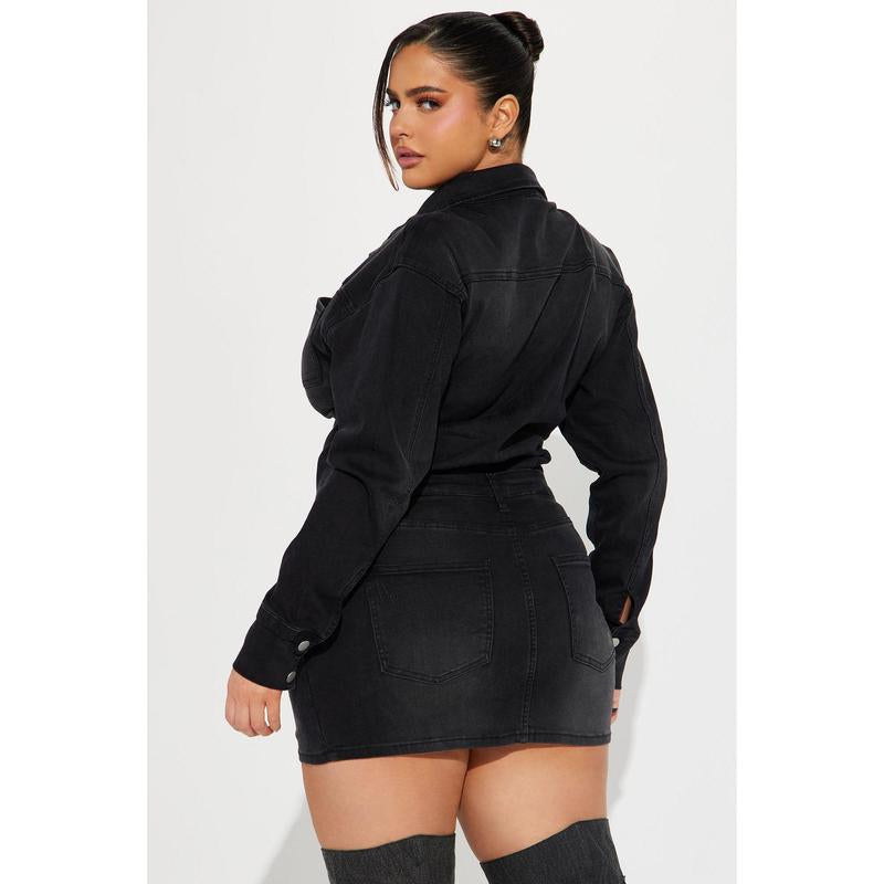 Belleville Denim Mini Dress - Black