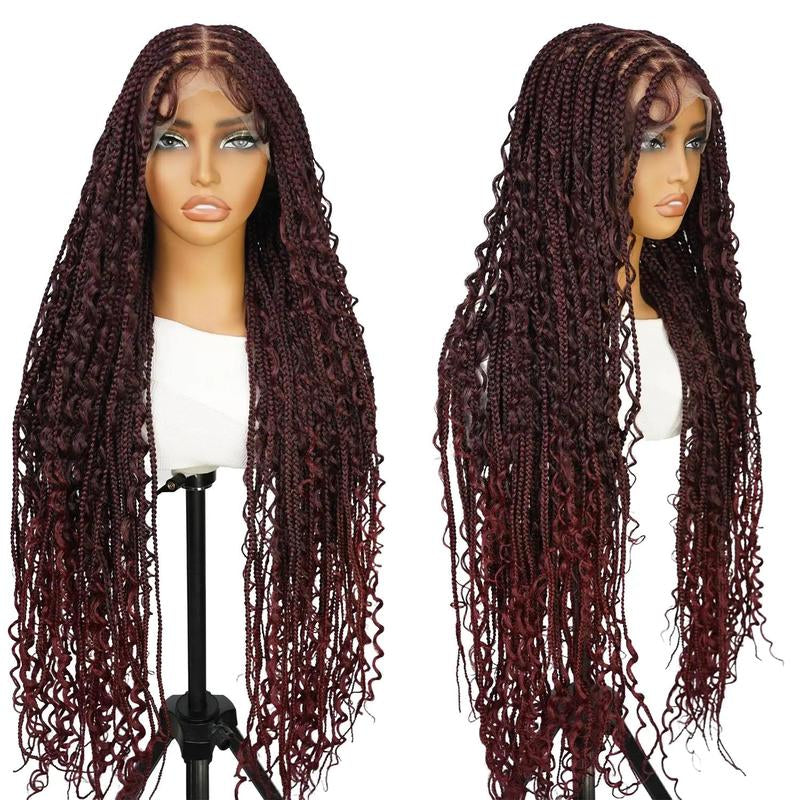Holiday Musts #T274/614 36 Inches Full Lace Premium Synthetic Fiber Bohemian Box Braided Wigs Knotless Supernova Hair Ash Blonde Wig Outdoorfun