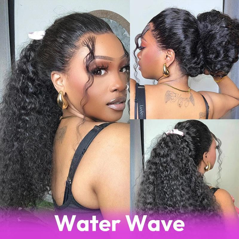 Wigfever Upgraded 360 Style Water Wave Invisi Draw-Strings Wear Go Glueless Pre-Bleached and Pre-Cut Lace Human Hair Wig