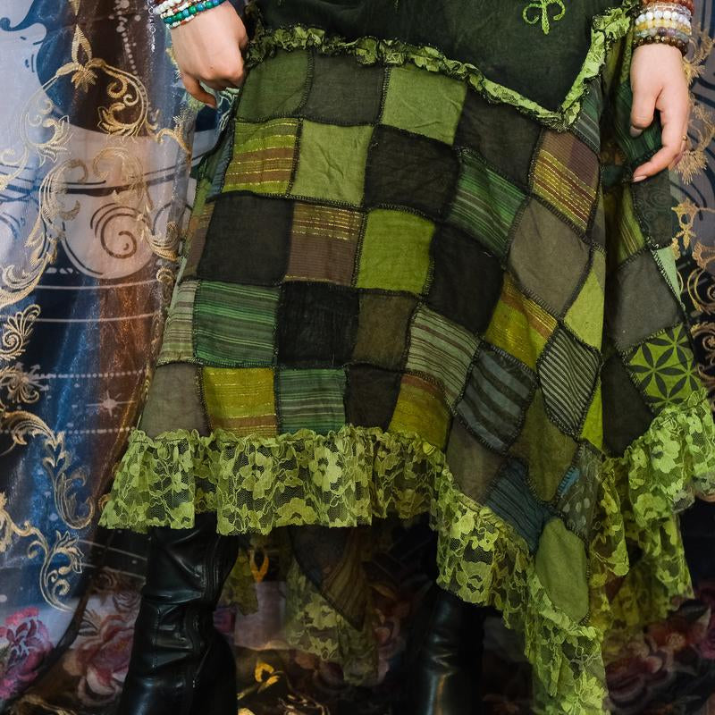 Patchwork Lace Assymetrical Skirt, Cotton Summer Skirts, Boho Hippie Long Fairy Skirts, Ruffle Skirts, Bohemian Y2K Fashion,90S Vintage Style