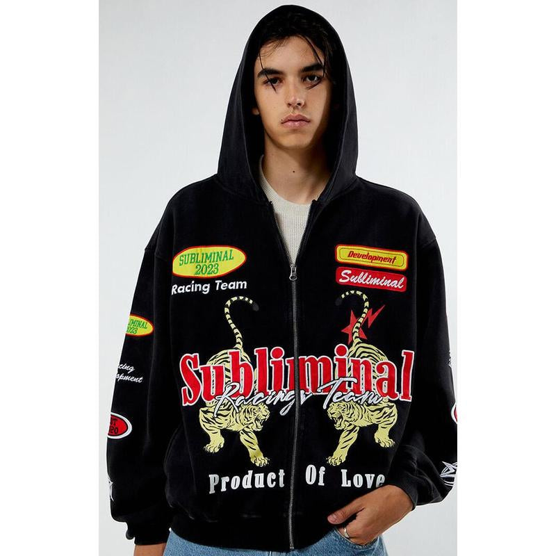 Pacsun Men'S Subliminal Racing Full Zip Hoodie