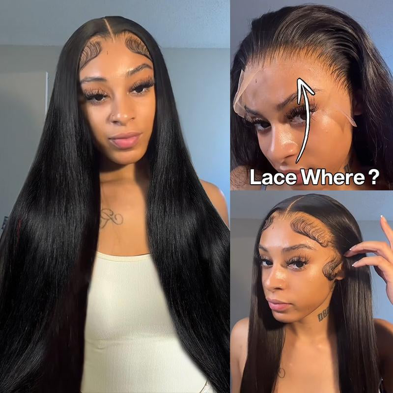 Yawawe Hair 28/30Inch 13X6 Lace Frontal Wigs Human Hair 7X5 Wear Go Glueless Straight Lace Front Human Hair Wig for Women Medium Size Cap Pre-Plucked Transparent Lace Wigs with Baby Hair Outdoorfun