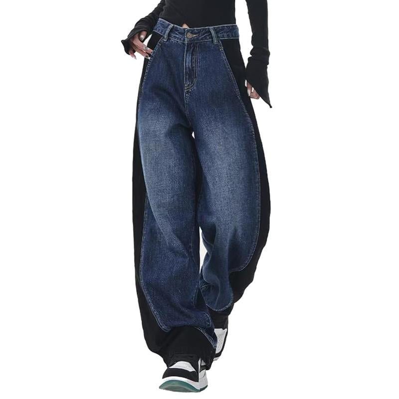 EMMIOL Wide Leg Baggy Jeans for Women Y2K Casual Loose Denim with 4 Traditional Pockets, Zip Fly, Button Closure & Belt Loose Fit - Fabric Clothing Pants Blue Womenswear Bottom Trouser Streetwear Comfort Wideleg Bellbottomjeans Minimalist #Dealsforyoudays
