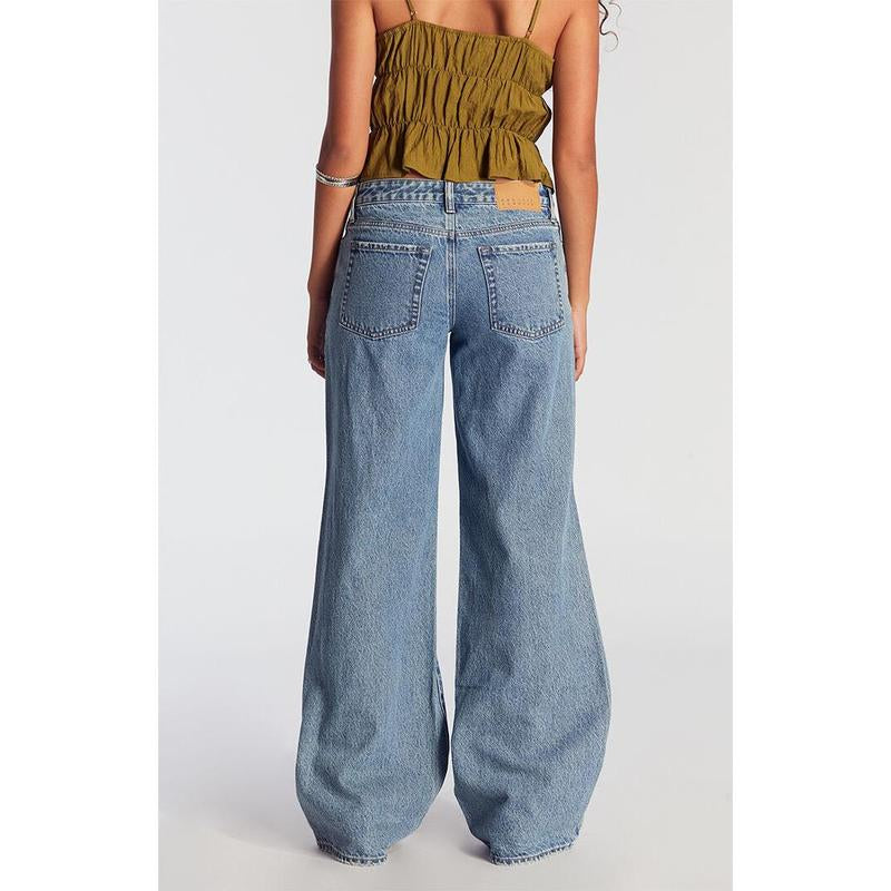 Pacsun Women'S Casey Low Rise Baggy Jeans Ripped Medium Indigo