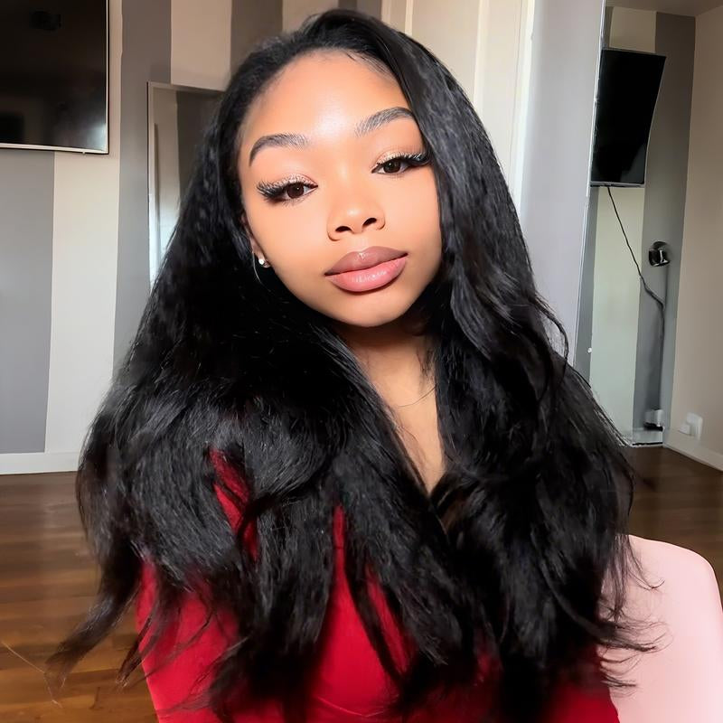 Vshow 3 in 1 Half Wigs Kinky Straight Human Hair Glueless Wigs 250% Density with Natural Hairline Easy Install Half Wigs for Beginners Protective Style #Dealsforyoudays