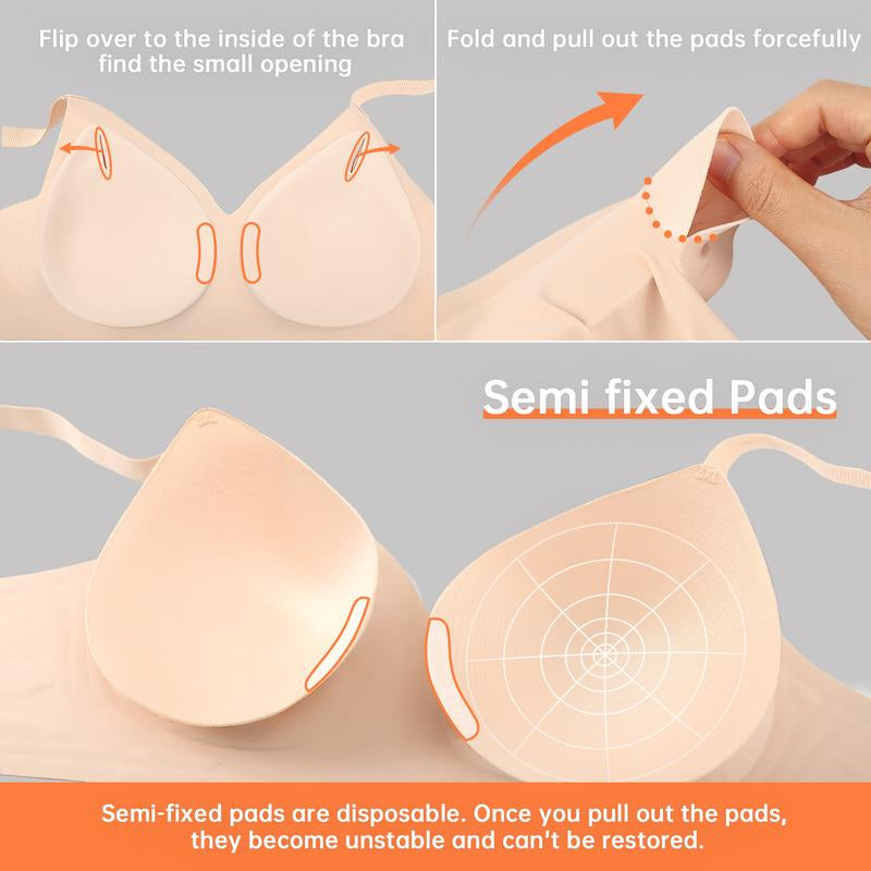 OEAK 2PCS Women Comfortable Push up Bras Wireless Seamless Full Coverage Bra Buttery Soft Everyday Tshirt Bra Convertible Bra