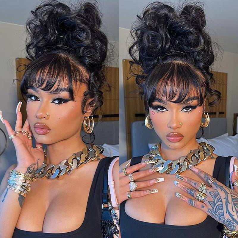 Wigfever Upgraded 360 Style Water Wave Invisi Draw-Strings Wear Go Glueless Pre-Bleached and Pre-Cut Lace Human Hair Wig