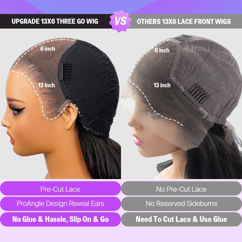 [HOT] Megalook 13X6 Glueless Lace Frontal Wig Pre-Everything Ear to Ear Natural Hairline HD Lace Skin Melted Silky Straight Human Hair Wigs with Drawstring