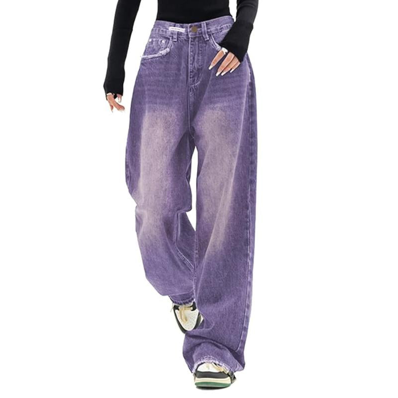 EMMIOL Wide Leg Baggy Jeans for Women Y2K Casual Loose Denim with 4 Traditional Pockets, Zip Fly, Button Closure & Belt Loose Fit - Fabric Clothing Pants Blue Womenswear Bottom Trouser Streetwear Comfort Wideleg Bellbottomjeans Minimalist #Dealsforyoudays