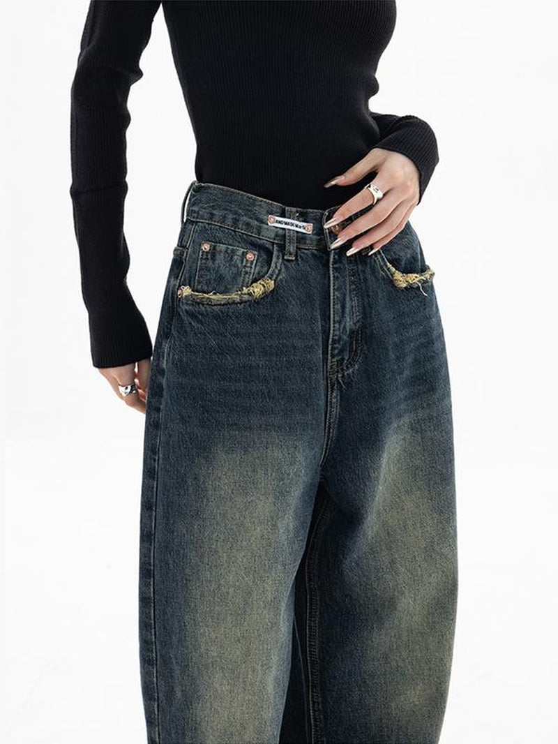 EMMIOL Wide Leg Baggy Jeans for Women Y2K Casual Loose Denim with 4 Traditional Pockets, Zip Fly, Button Closure & Belt Loose Fit - Fabric Clothing Pants Blue Womenswear Bottom Trouser Streetwear Comfort Wideleg Bellbottomjeans Minimalist #Dealsforyoudays