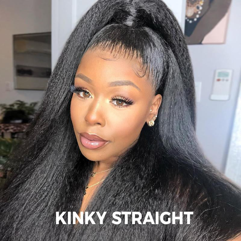 [NEW IN] OQ HAIR Pre-Cut Lace Kinky Straight 360 Full Lace Frontal Glueless Wig with Invisi Drawstring Pre Plucked Human Hair Wig #Dealsforyoudays