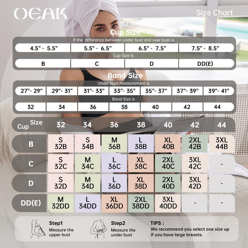 OEAK 2PCS Women Comfortable Push up Bras Wireless Seamless Full Coverage Bra Buttery Soft Everyday Tshirt Bra Convertible Bra