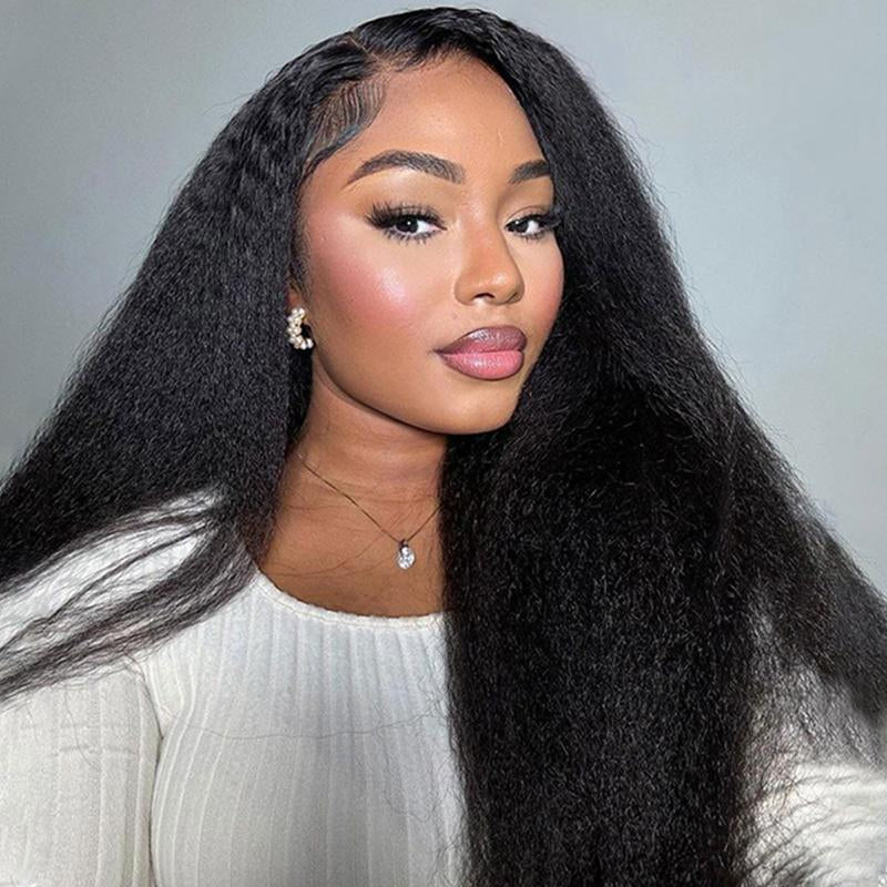 Vshow 3 in 1 Half Wigs Kinky Straight Human Hair Glueless Wigs 250% Density with Natural Hairline Easy Install Half Wigs for Beginners Protective Style #Dealsforyoudays