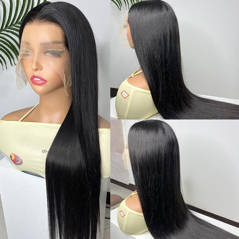 Yawawe Hair 28/30Inch 13X6 Lace Frontal Wigs Human Hair 7X5 Wear Go Glueless Straight Lace Front Human Hair Wig for Women Medium Size Cap Pre-Plucked Transparent Lace Wigs with Baby Hair Outdoorfun