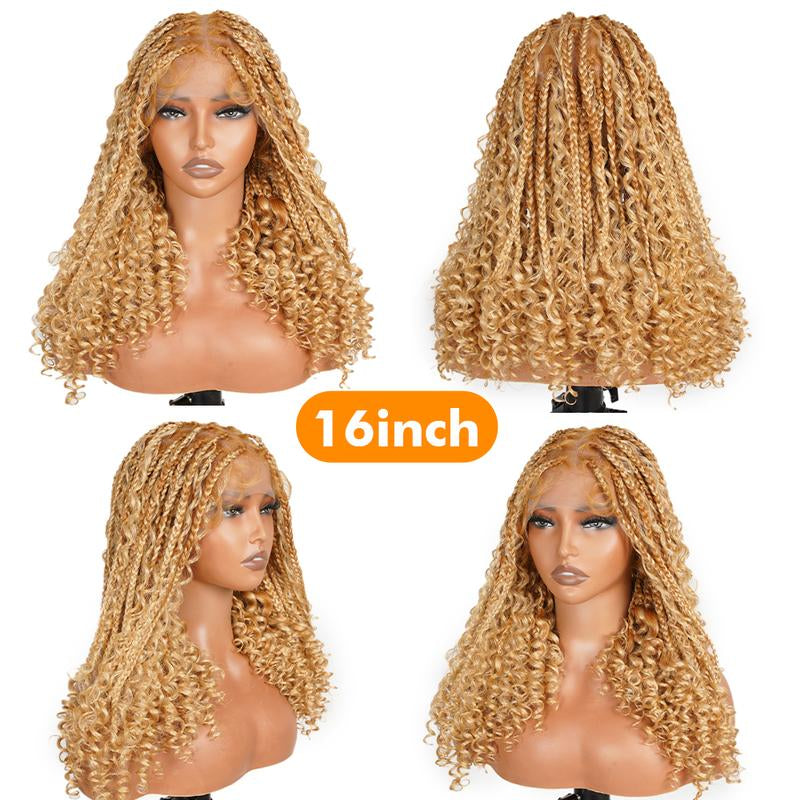 Holiday Musts #T274/614 36 Inches Full Lace Premium Synthetic Fiber Bohemian Box Braided Wigs Knotless Supernova Hair Ash Blonde Wig Outdoorfun