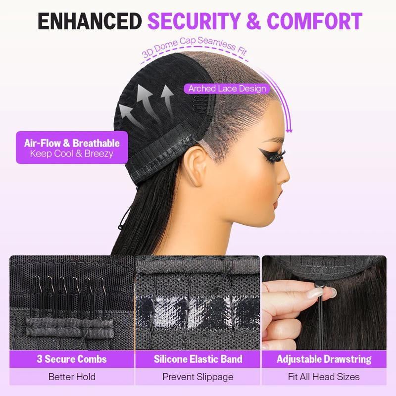 [HOT] Megalook 13X6 Glueless Lace Frontal Wig Pre-Everything Ear to Ear Natural Hairline HD Lace Skin Melted Silky Straight Human Hair Wigs with Drawstring
