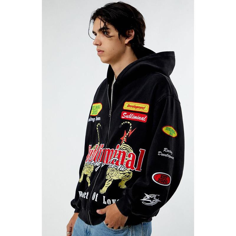 Pacsun Men'S Subliminal Racing Full Zip Hoodie