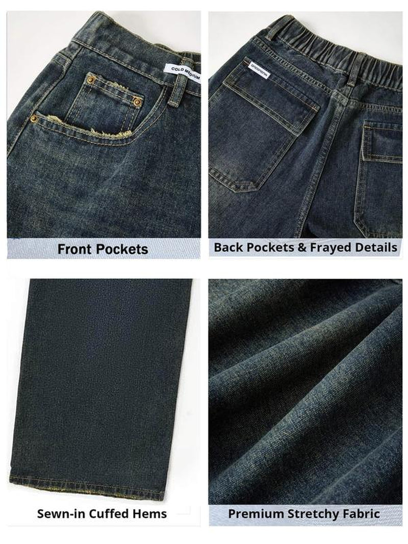 EMMIOL Wide Leg Baggy Jeans for Women Y2K Casual Loose Denim with 4 Traditional Pockets, Zip Fly, Button Closure & Belt Loose Fit - Fabric Clothing Pants Blue Womenswear Bottom Trouser Streetwear Comfort Wideleg Bellbottomjeans Minimalist #Dealsforyoudays