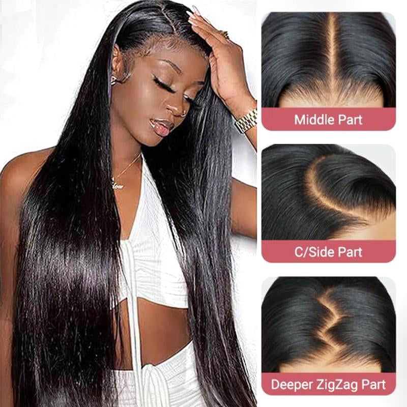 Yawawe Hair 28/30Inch 13X6 Lace Frontal Wigs Human Hair 7X5 Wear Go Glueless Straight Lace Front Human Hair Wig for Women Medium Size Cap Pre-Plucked Transparent Lace Wigs with Baby Hair Outdoorfun