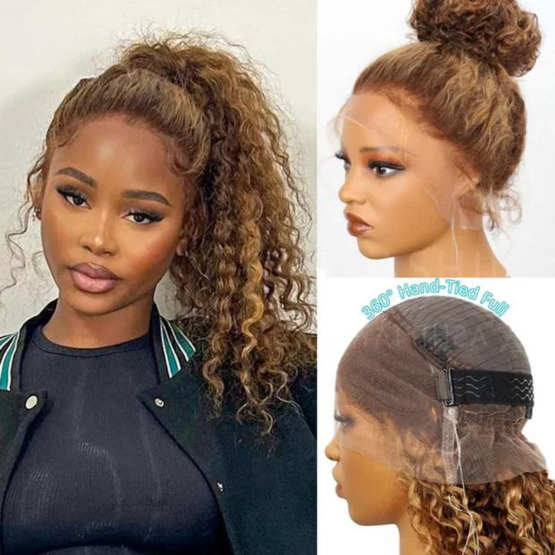 Hot Selling 360 Wig P4/27 Highlight Ombre Color Ashimary Invisi-Strap 360 Skin Lace Wig Water Wave Glueless Human Hair Pre Plucked #Tiktokshopbacktoschool