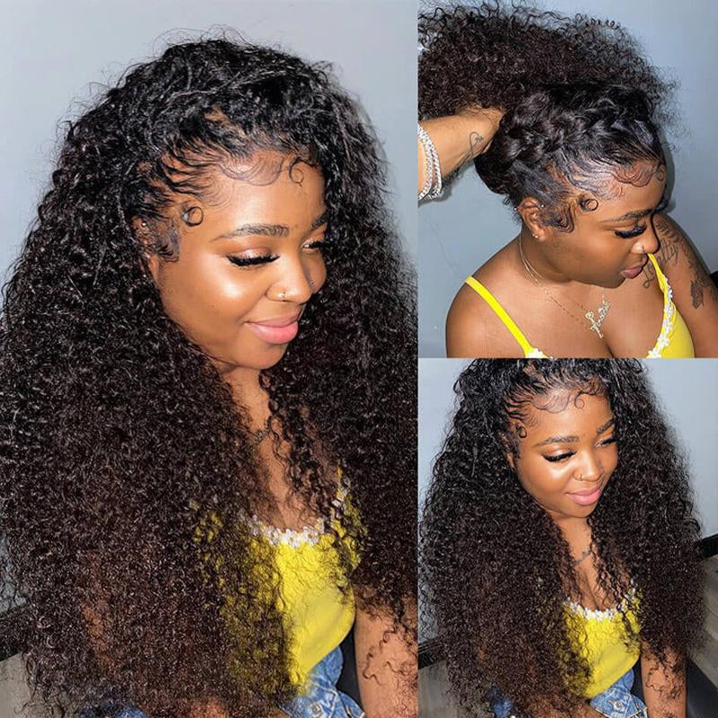 Kinky Curly Invisi Strap Snug Fit 360 Transparent Lace Frontal Bleached Knots Pre Cut Lace Wig with Drawstring #Tiktokshopbacktoschool