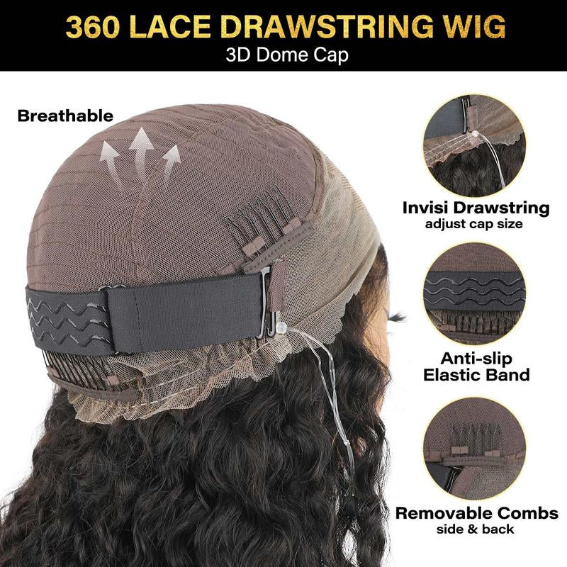[NEW IN] OQ HAIR Pre-Cut Lace Kinky Straight 360 Full Lace Frontal Glueless Wig with Invisi Drawstring Pre Plucked Human Hair Wig #Dealsforyoudays