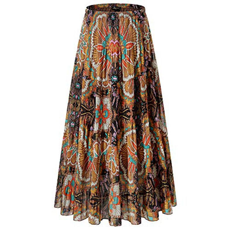 NASHALYLY Women'S Chiffon Elastic High Waist Pleated A-Line Flared Maxi Skirts Breathable & Comfortable Casual Summer Wear White Black Gymskirt