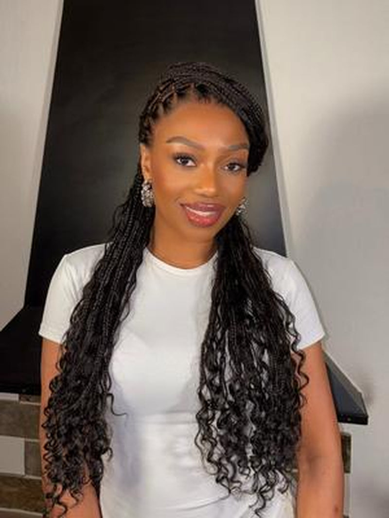 Luvme 26'' Full Lace Braided Wig Knotless Boho Braids Wig Island Twist Curls Flexi-Fit Invisi Drawstring Cap HD Full Lace Super Natural Scalp