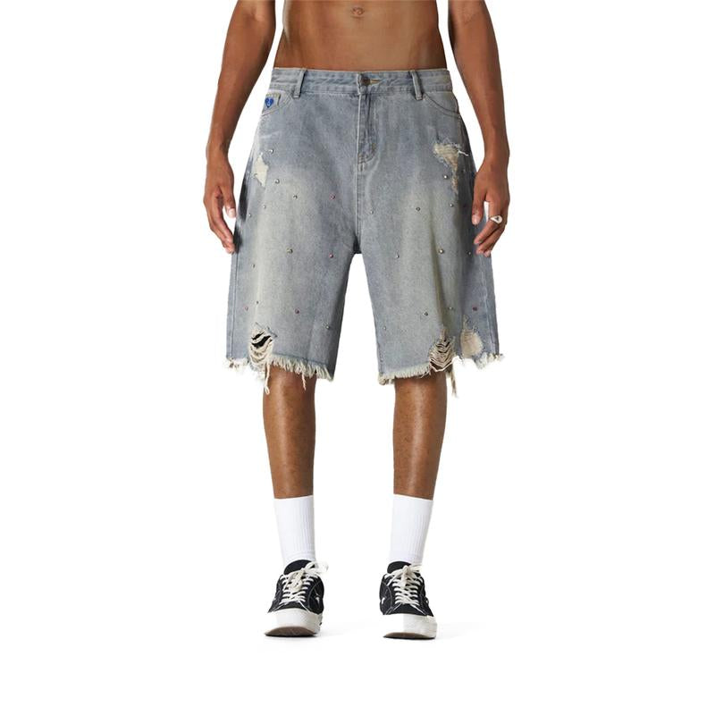 Aelfric Eden Y2K Rhinestone Jorts Baggy Shorts Summer 2025 Trends Streetwear Trendy Men'S Jorts Women'S Jorts Womenswear Bottom Pocket Clothes Cotton Denim