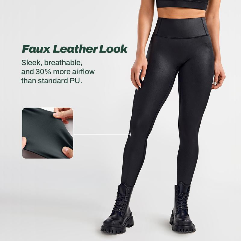 FIRMABS Women’S Faux Leather Cargo Leggings with High-Waisted Tummy Control, Breathable Sweat-Wicking Fabric for Maximum Comfort, Squat-Proof & Non See-Through, Functional Cargo Pockets, for Everyday Wear and Workouts，Gym Outfit #Summertok #Ttshoprestock