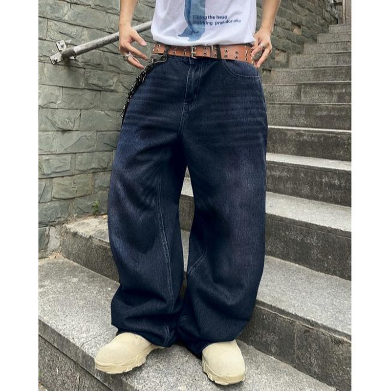 Tiktokshopbacktoschool Wide Leg Jeans Vintage Baggy Jeans Casual Loose Fit Denim Pants with Pockets