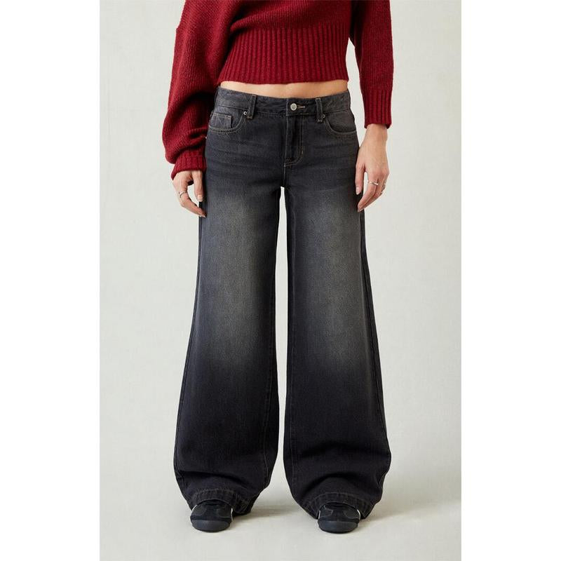 Pacsun Women'S Casey Low Rise Baggy Jeans Black Tinted