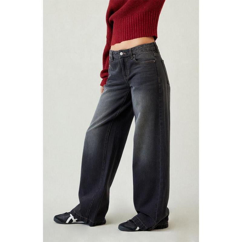 Pacsun Women'S Casey Low Rise Baggy Jeans Black Tinted