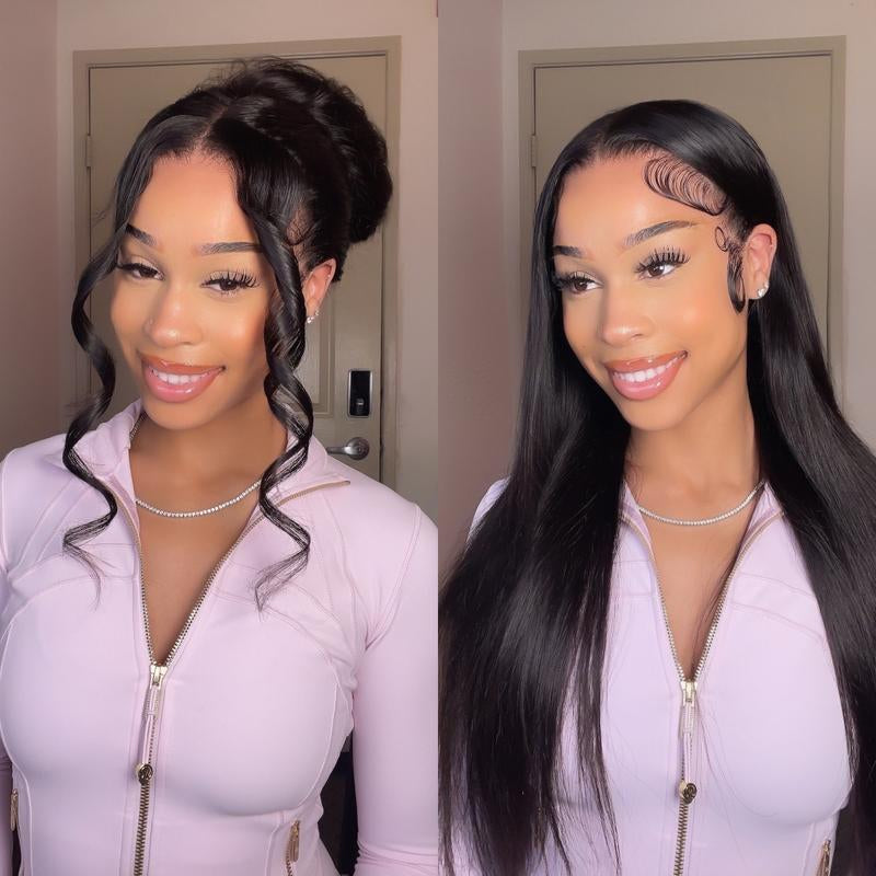 [HOT] Megalook 13X6 Glueless Lace Frontal Wig Pre-Everything Ear to Ear Natural Hairline HD Lace Skin Melted Silky Straight Human Hair Wigs with Drawstring