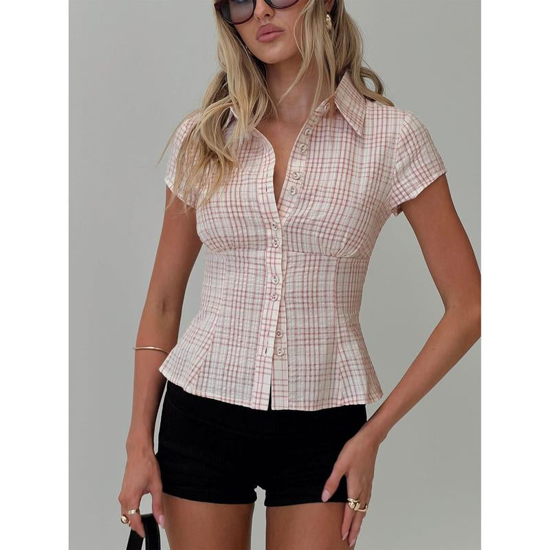 Cottesloe Blouse Top Pink Check