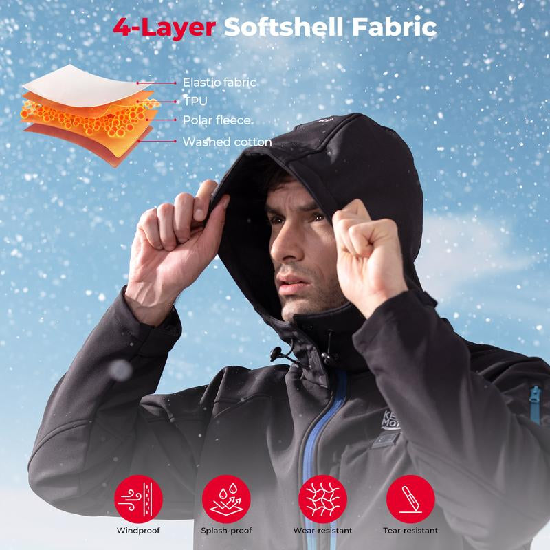 KEMIMOTO Heated Jackets with 9600Mah Battery Pack, Game Changer, Christmas Gift, Waterproof Winter Coat with Soft Shell, Electric Heating Coat for Outdoor