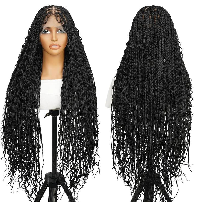 Holiday Musts #T274/614 36 Inches Full Lace Premium Synthetic Fiber Bohemian Box Braided Wigs Knotless Supernova Hair Ash Blonde Wig Outdoorfun