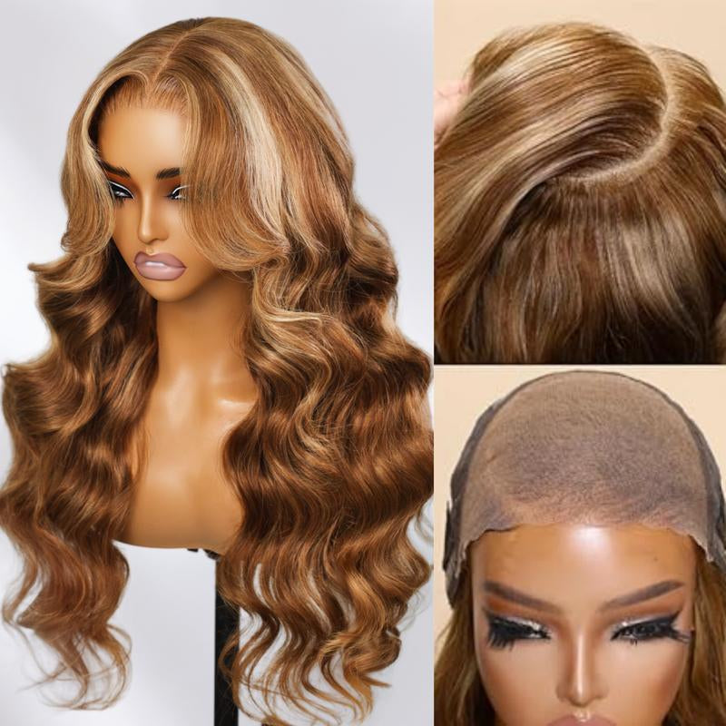 Unice Glueless Honey Blonde Highlights Body Wave Wig with Drawstring Pre Cut 7X5 HD Lace Human Hair Wigs with Bleached Knots Beginners Friendly Ready and Go Dealsforyoudays