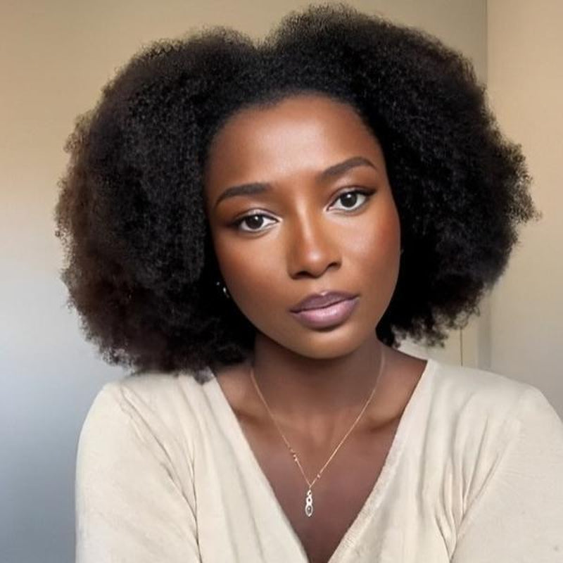 Hergivenhair 4B-4C Type 4 3 in 1 Half Wig Versatile Cap Drawstring Ponytail Half Wig for Natural Hair Black Girls