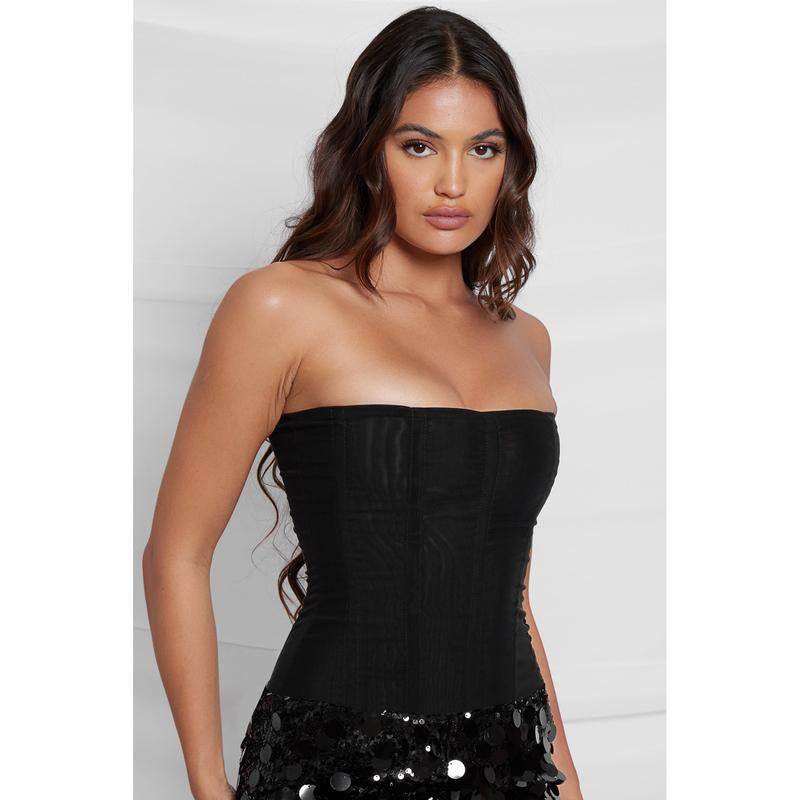 Black Mesh Corset Top by Muse