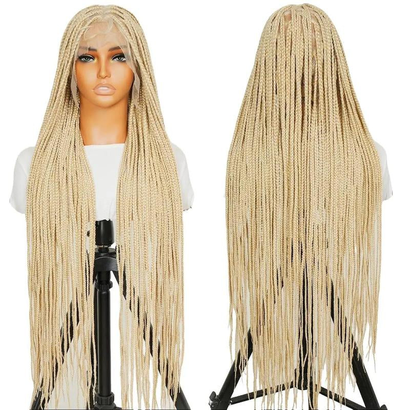 Holiday Musts #T274/614 36 Inches Full Lace Premium Synthetic Fiber Bohemian Box Braided Wigs Knotless Supernova Hair Ash Blonde Wig Outdoorfun