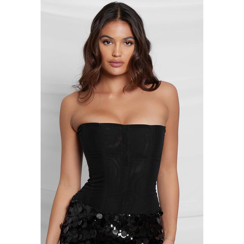 Black Mesh Corset Top by Muse