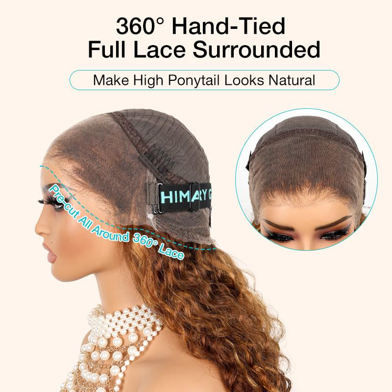 Hot Selling 360 Wig P4/27 Highlight Ombre Color Ashimary Invisi-Strap 360 Skin Lace Wig Water Wave Glueless Human Hair Pre Plucked #Tiktokshopbacktoschool