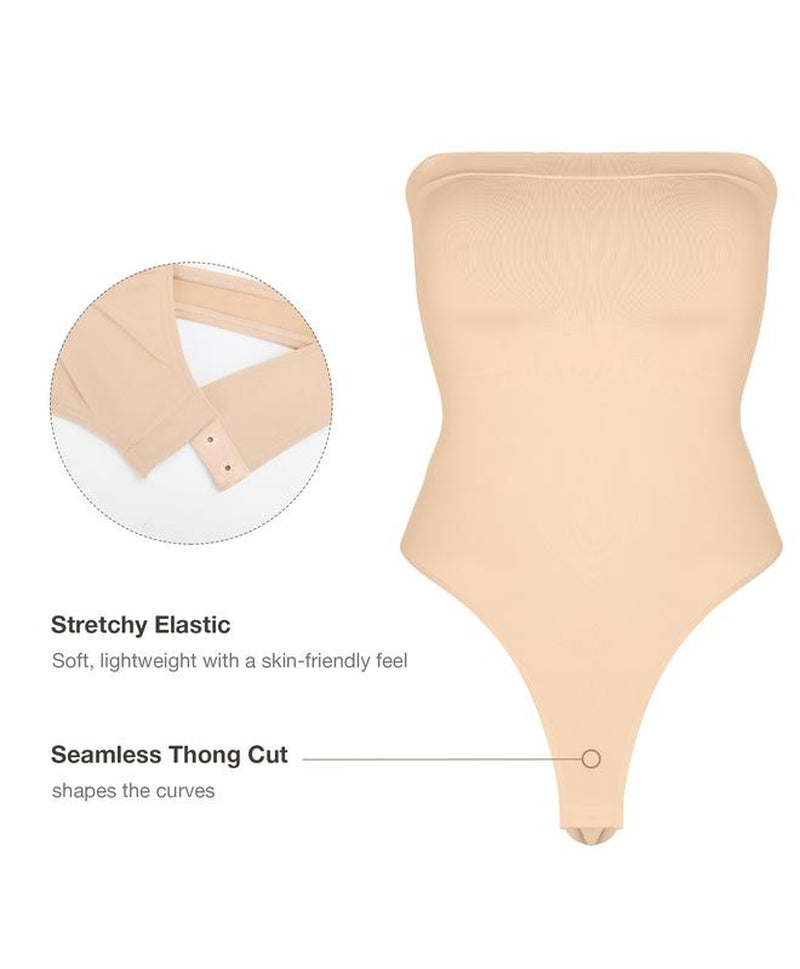 LOVERBEAUTY Strapless #Livestream Bodysuit for Women Removable Tummy Control Seamless Sculpt Thong Tops Fabric Fit Lady Womenswear Underwear Comfort