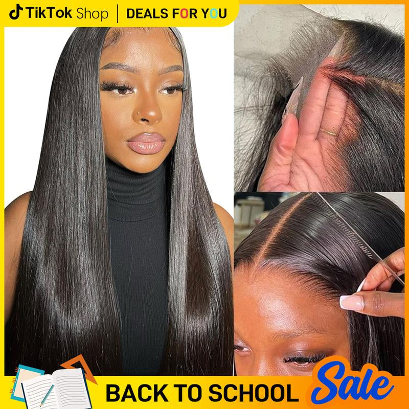 Yawawe Hair 28/30Inch 13X6 Lace Frontal Wigs Human Hair 7X5 Wear Go Glueless Straight Lace Front Human Hair Wig for Women Medium Size Cap Pre-Plucked Transparent Lace Wigs with Baby Hair Outdoorfun